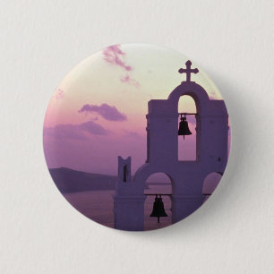 Beautiful Sunset: Santorini Fira at sunset, Greece 2 Inch Round Button