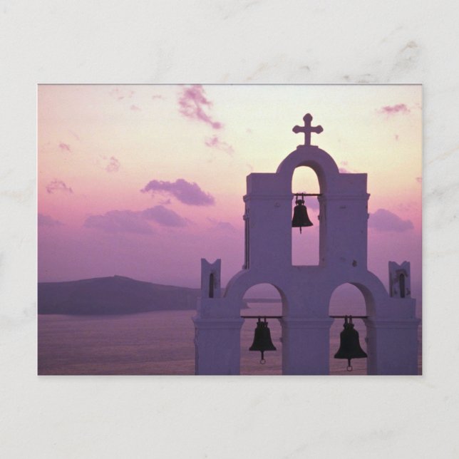 Beautiful Sunset: Santorini Fira at sunset, Greece Postcard (Front)