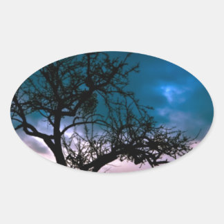 Beautiful Sunset Scenic Landscape Photographic Art Oval Sticker