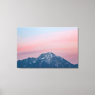 Beautiful sunset sky above mountain Storžič, Slove Canvas Print