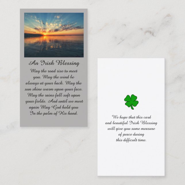 Beautiful Sunset Sympathy Prayer Card (Front/Back)