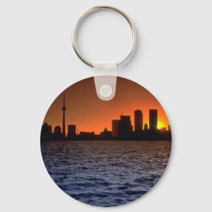 Beautiful Sunset: Toronto skyline at sunset, Ontar Keychain