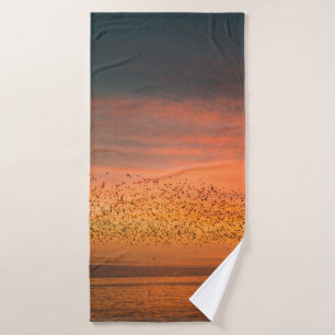 BEAUTIFUL SUNSET WITH BIRDS BATH TOWEL