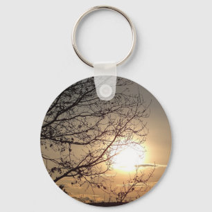 Beautiful sunset with branchs keychain