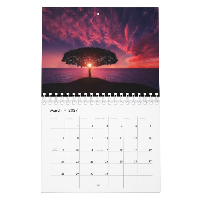 Beautiful Sunsets Calendar (Mar 2027)