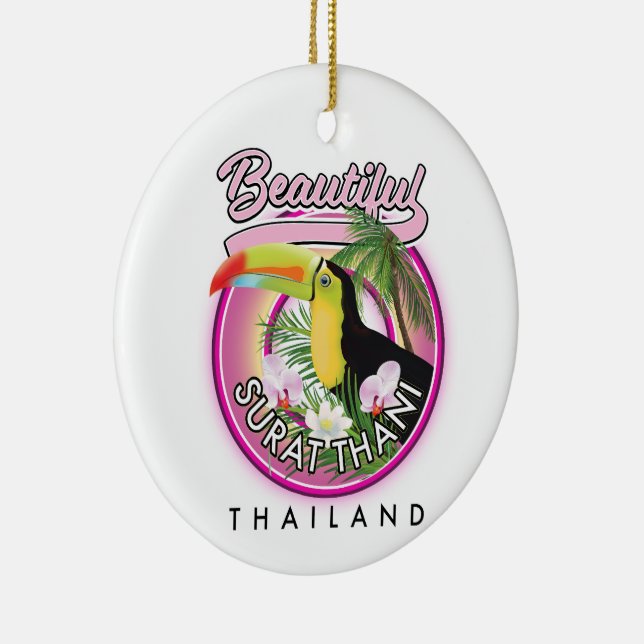 Beautiful Surat Thani thailand logo Ceramic Ornament (Right)