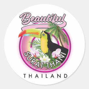 Beautiful Surat Thani thailand logo Classic Round Sticker