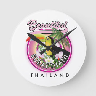 Beautiful Surat Thani thailand logo Round Clock