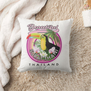 Beautiful Surat Thani thailand logo Throw Pillow
