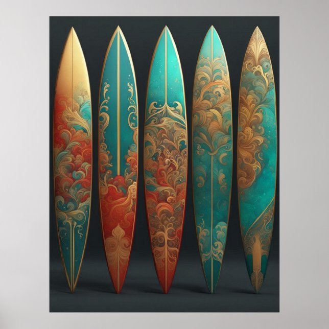 Beautiful Surfboards summer waves surfing Beach Poster (Front)