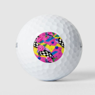 Beautiful Surreal Pink and Chequerboard Pattern Golf Balls