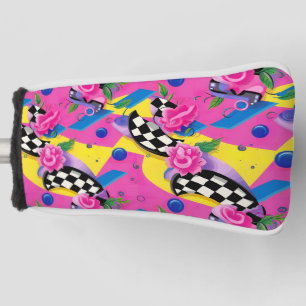 Beautiful Surreal Pink and Chequerboard Pattern Golf Head Cover