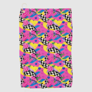 Beautiful Surreal Pink and Chequerboard Pattern Golf Towel