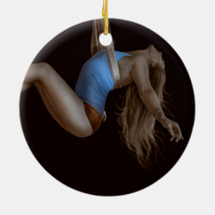 Beautiful Suspended Aerial Silk Performer Ceramic Ornament