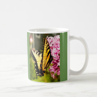Beautiful swallowtail butterfly w/green background coffee mug
