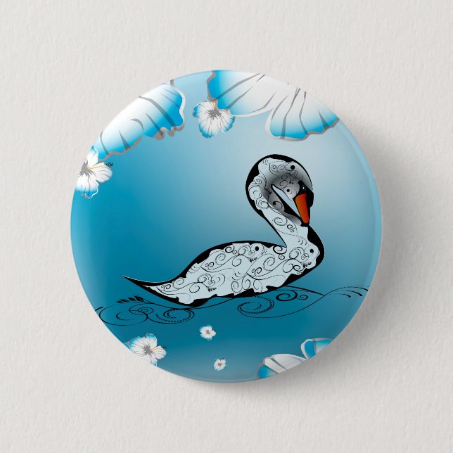 Beautiful swan 2 inch round button (Front)
