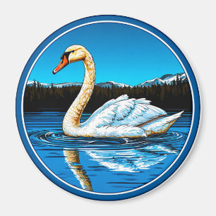 Beautiful swan bird magnet