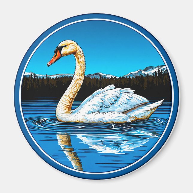 Beautiful swan bird magnet (Front)