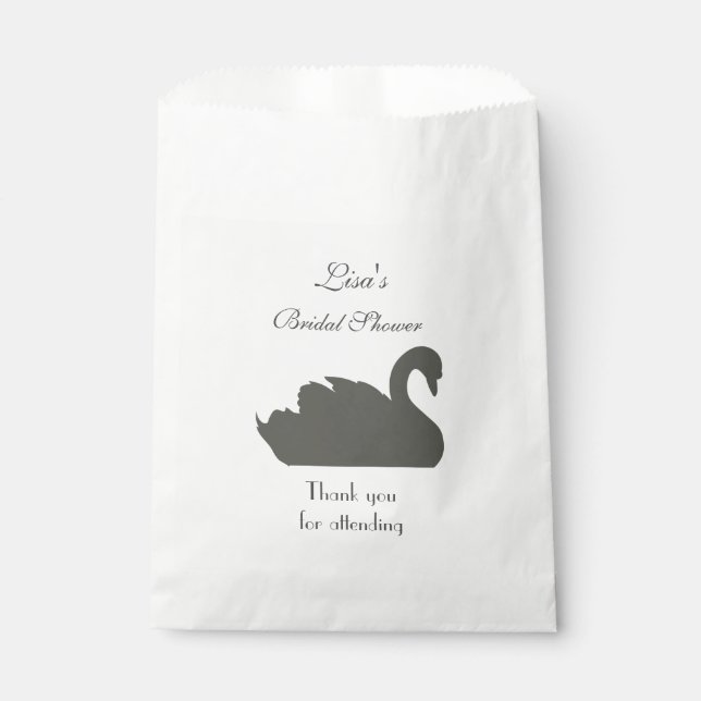 Beautiful Swan Bridal Shower Favour Bag (Front)