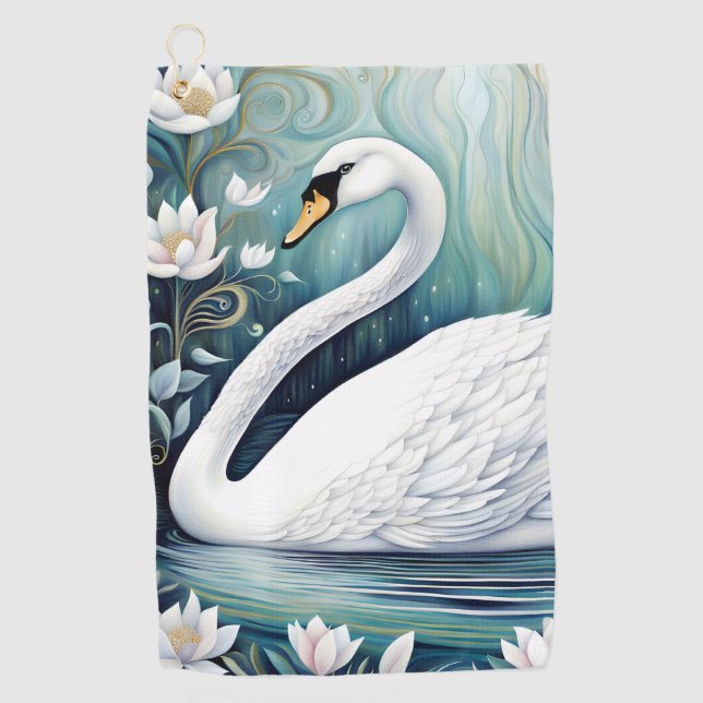 Beautiful Swan Golf Towel (Front)