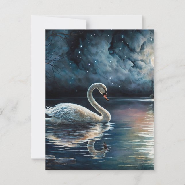 Beautiful Swan Lake Backgrounds Holiday Card (Front)