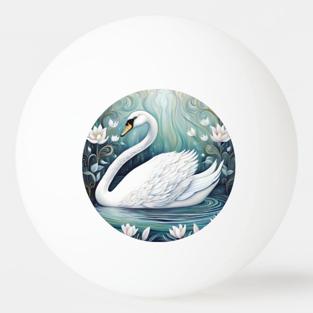 Beautiful Swan Ping Pong Ball (Front)