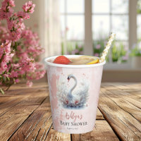 Beautiful Swan Pink Floral Damask Girl Baby Shower