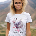 Beautiful Swan Pink Floral Girl Baby Shower Tri-Blend Shirt<br><div class="desc">Discover the enchanting charm of our "Beautiful Swan Pink Floral Girl Baby Shower" botanical collection. Immerse yourself in the elegance of a swan captured in its most breathtaking moment, wings spread and tail splayed in a graceful display. Delicate pink flowers adorn the four corners, surrounding the swan with a tribute...</div>