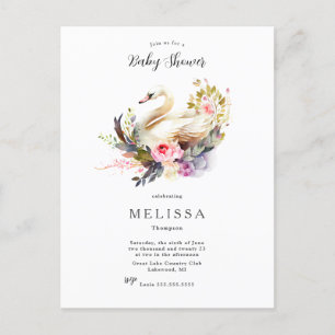 Beautiful Swan Shower invitation Postcard