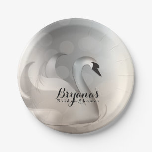 Beautiful Swan Silver Chic Elegant Party Paper Plate