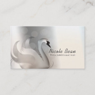Beautiful Swan White & Silver Elegant Custom Chic Business Card
