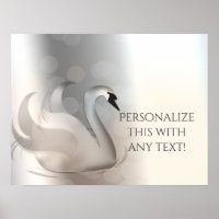 Beautiful Swan White & Silver Elegant Custom Chic