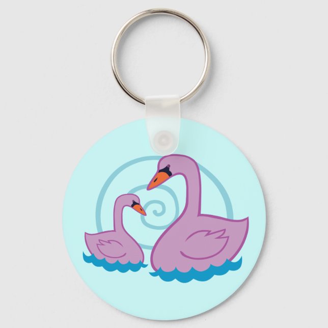 Beautiful Swans Keychain (Front)