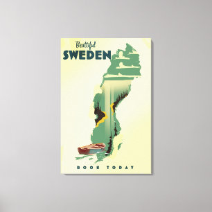 Beautiful Sweden travel poster Canvas Print