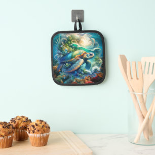 Beautiful Swimming Sea Turtle Pot Holder