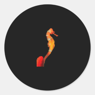 Beautiful Swimming Seahorse Figure On Front Classic Round Sticker