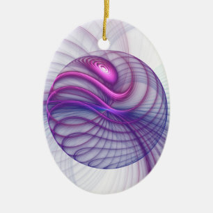 Beautiful Swing Modern Abstract Fractal Art Pink Ceramic Ornament