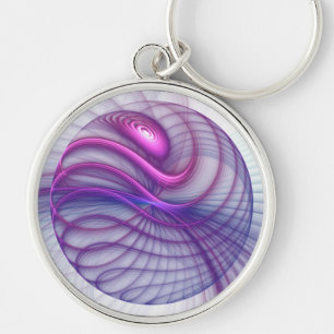 Beautiful Swing Modern Abstract Fractal Art Pink Keychain