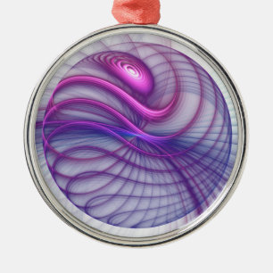 Beautiful Swing Modern Abstract Fractal Art Pink Metal Ornament