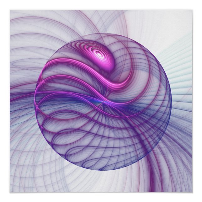 Beautiful Swing Modern Abstract Fractal Art Pink Poster (Front)