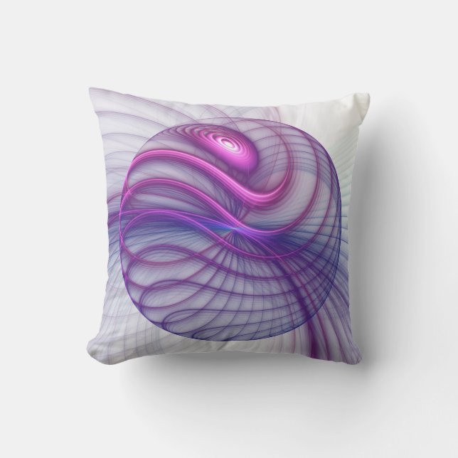 Beautiful Swing Modern Abstract Fractal Art Pink Throw Pillow (Front)