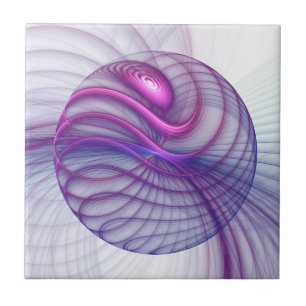 Beautiful Swing Modern Abstract Fractal Art Pink Tile