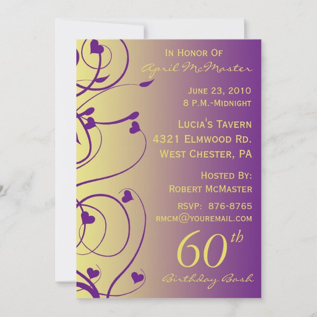 Beautiful Swirls 60th Birthday Invitation (Front)
