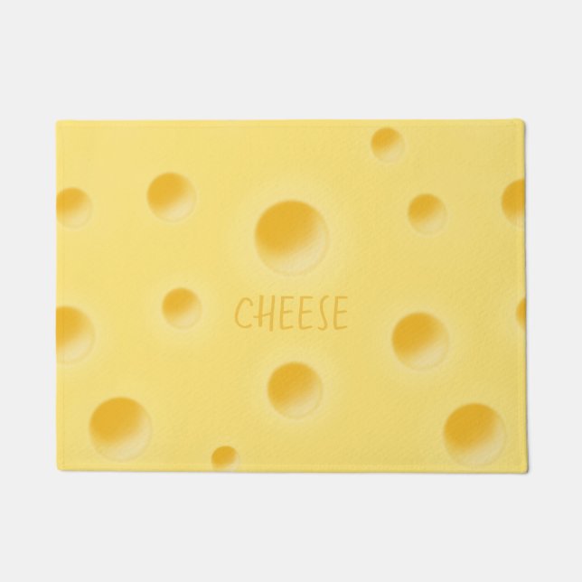 Beautiful Swiss Cheese Whimsical Personalizable Doormat (Front)