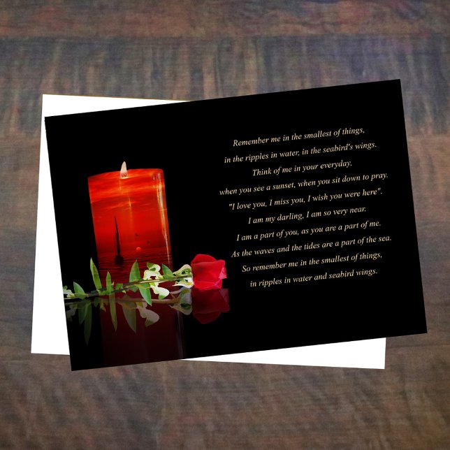 Beautiful Sympathy Remembrance Candle Rose Ocean Card (Creator Uploaded)
