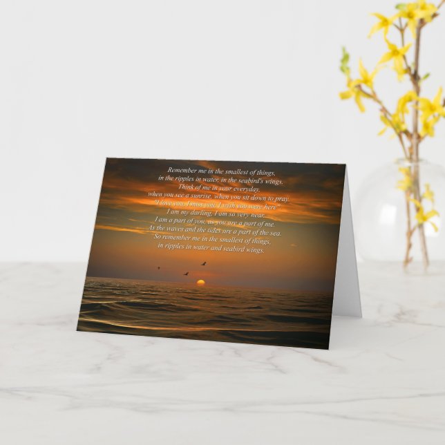 Beautiful Sympathy Remembrance Ocean and Sea Card (Yellow Flower)