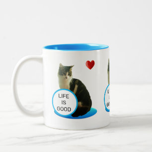 Beautiful Tabby Cat & Heart Two-Tone Coffee Mug