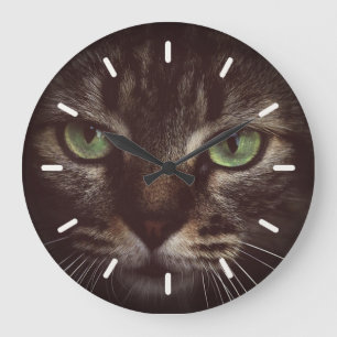 Beautiful tabby cat large clock