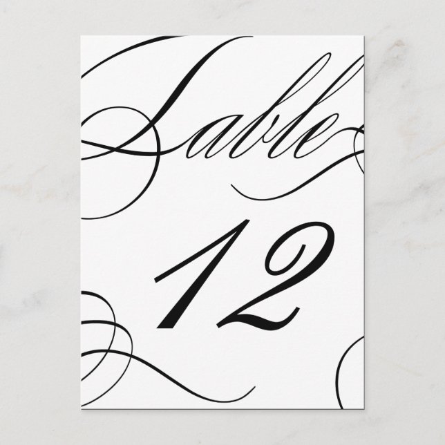 Beautiful Table Number (Customizable Text Colour) Postcard (Front)
