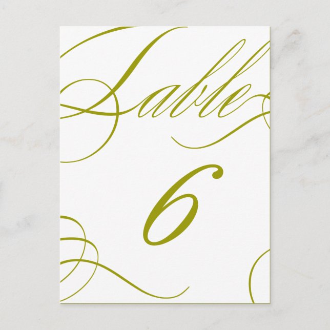 Beautiful Table Number (Customizable Text Colour) Postcard (Front)